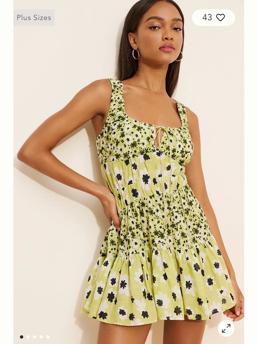 Celandine Floral Scoop Neck Mini Dress
 Green - Anthropologie
